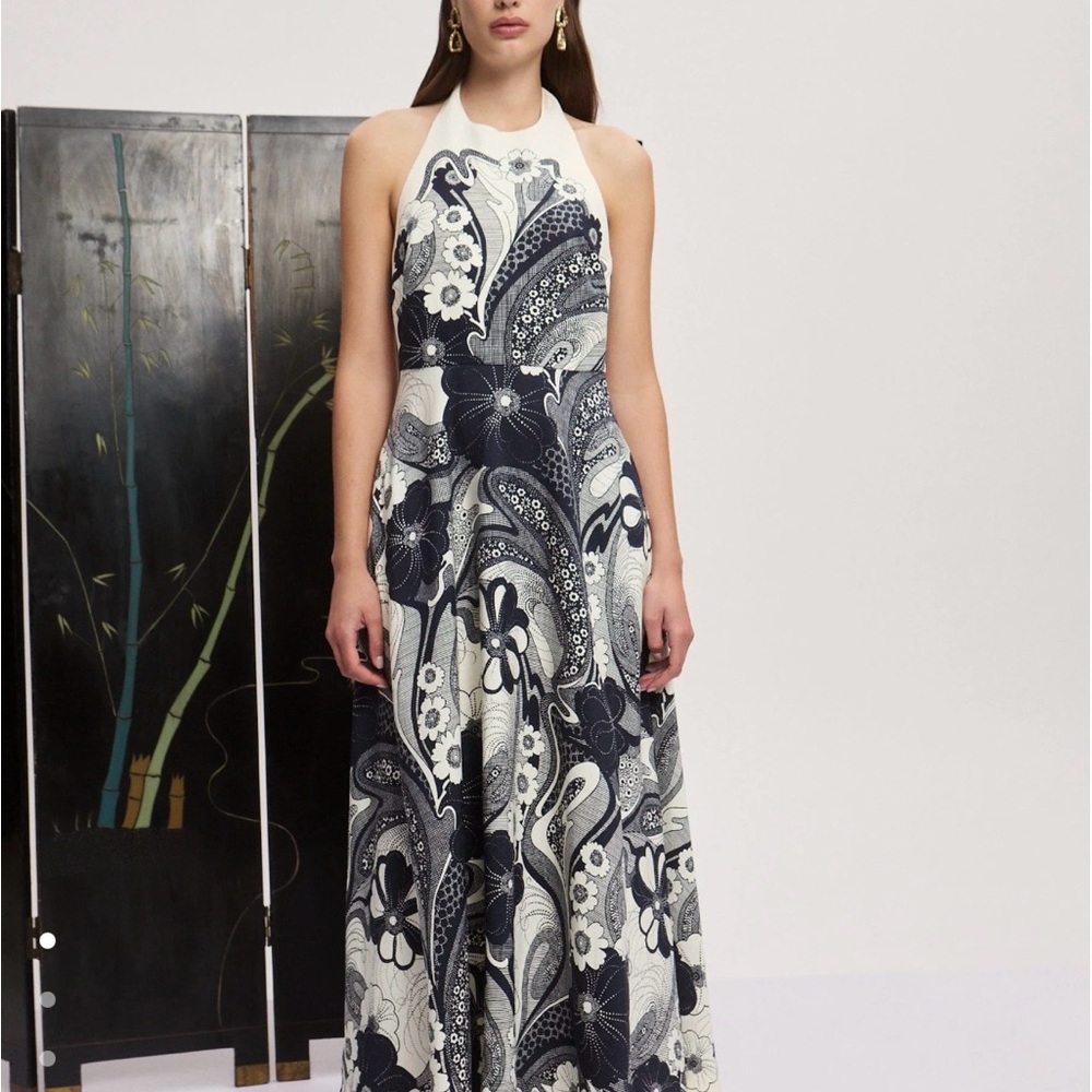 Alemais Navy and White Midi Dress - Picture 4 of 7